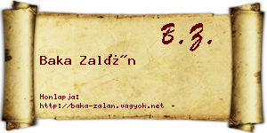 Baka Zalán névjegykártya
