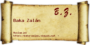 Baka Zalán névjegykártya